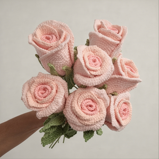 Roses rose en brassée - 7 tiges