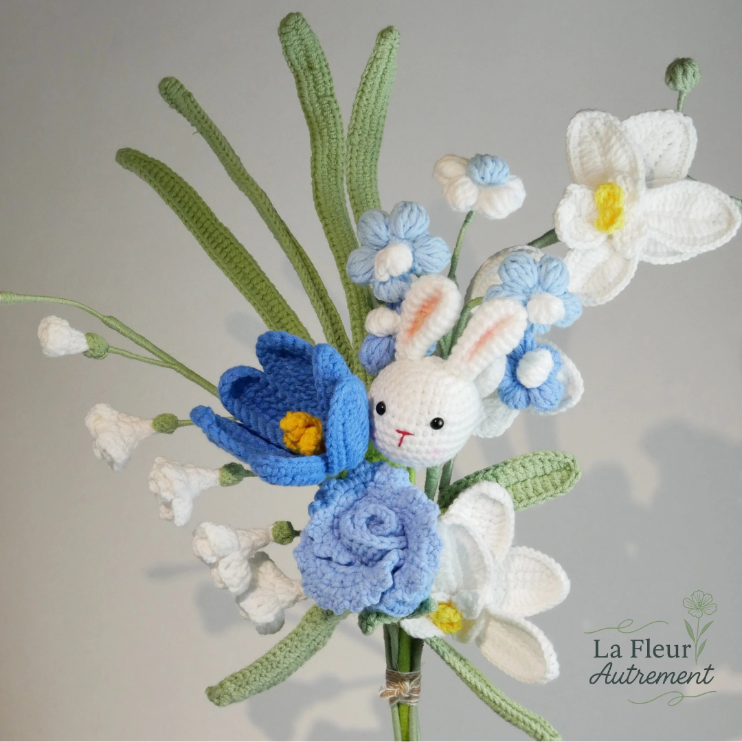 Bouquet Naissance - Lapin - Bleu