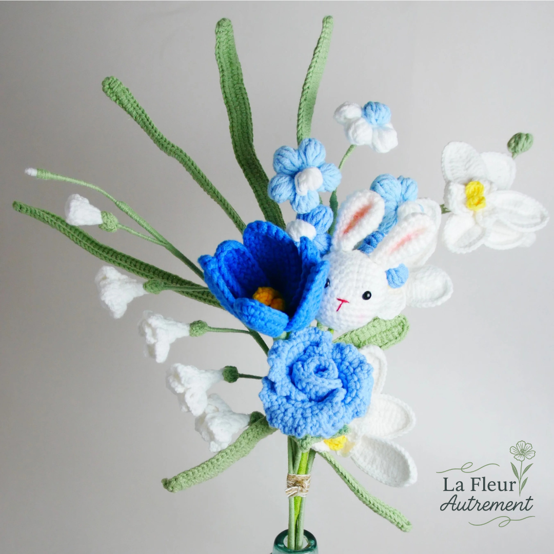 Bouquet Naissance - Lapin - Bleu