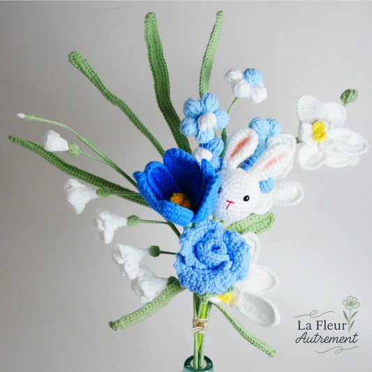 Bouquet Naissance - Lapin - Bleu