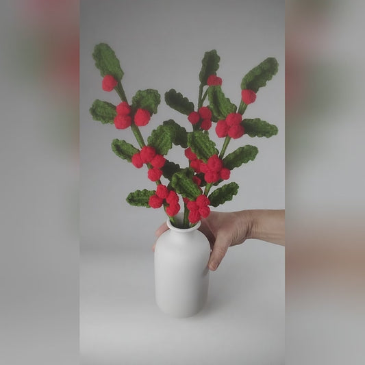 3 branches de houx - Avec vase